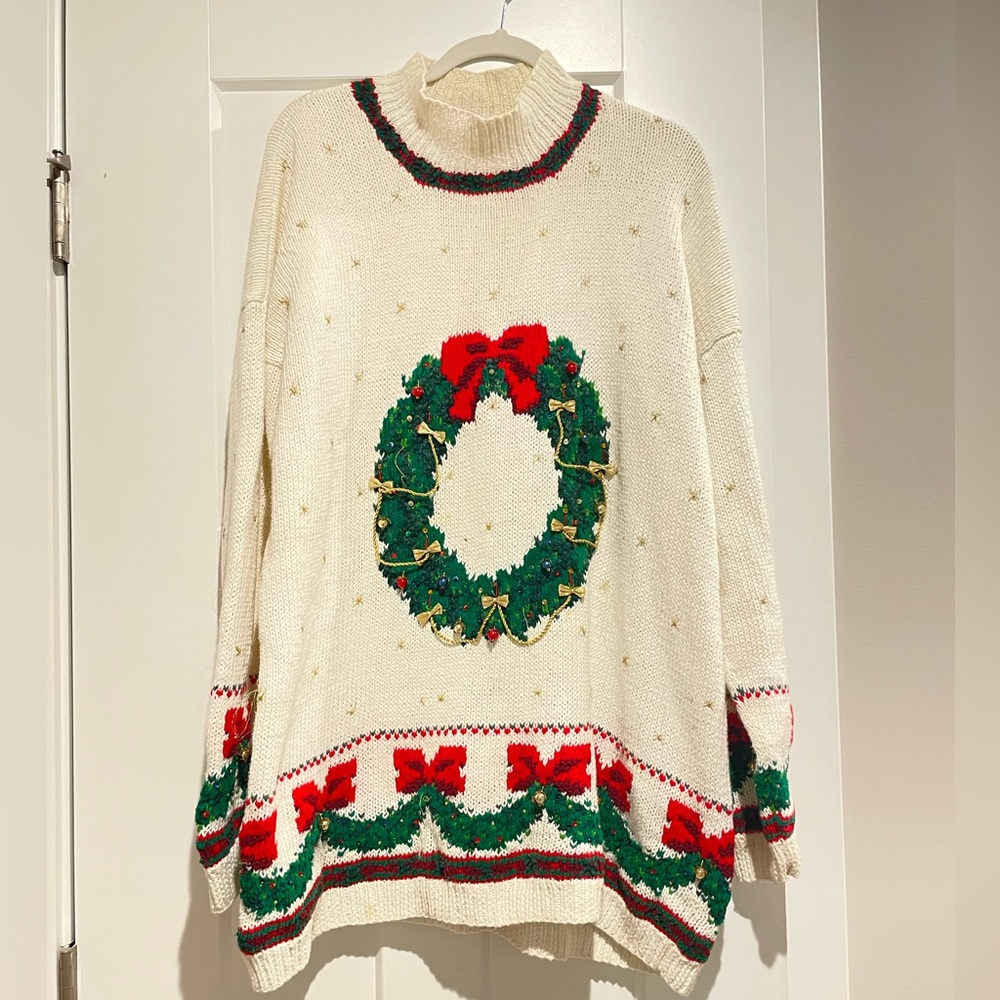 FREE SHIPPING Vintage Oversized Ugly Christmas Sweater